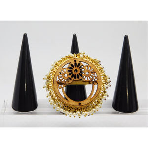 แหวนทองเหลืองชุบทองทำจากไม้แฮนด์เมด,แหวนแฟชั่นทันสมัยดีไซน์ใหม่ล่าสุดสำหรับผู้หญิงและเด็กผู้หญิง - Product Image 2