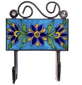 Bravo Rustique Turquoise Bleu Carrelage De Céramique Mur Manteau Crochet Poterie Conception [CIH 181] - Product Image 1