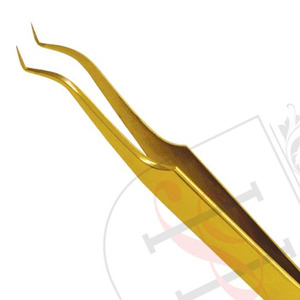 โกลด์โค้ง V-Shape 45deg Volume ทวีตฉลากส่วนตัว,ที่มีคุณภาพสูงสแตนเลสต่อขนตา V-งอแหนบ - Product Image 3