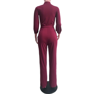 Monos de invierno informales para mujer, mono largo transpirable, mono de una pieza con bolsillo, patrón sólido, diseño liso - Product Image 3