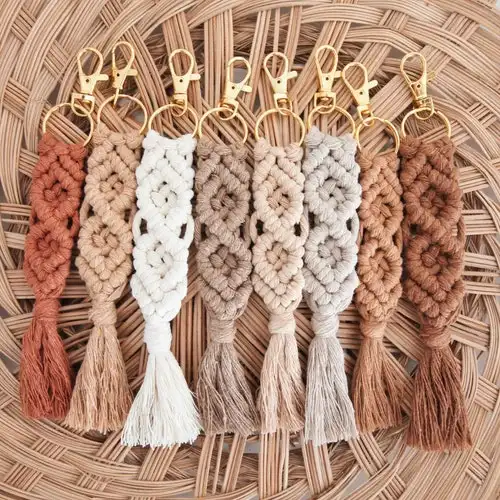 Bán Hàng Nóng Tùy Chỉnh Macrame Keychain Nhà Máy Giá Nhà Sản Xuất Nhà Cung Cấp