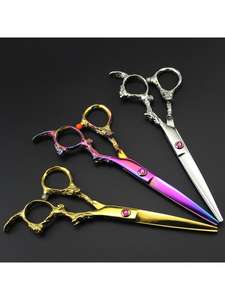 ชุดกรรไกรตัดผม2ชิ้นพร้อมหูจับมังกรสีทองอุปกรณ์เสริมความงามมีดโกนสำหรับกรรไกรผอมบางได้รับการอนุมัติจาก CE - Product Image 4