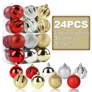 decor modern balls Suppliers-Ourwarm Wholesale 24 Pcs Modern 60 mm Colorful Plastic Christmas Tree Decoration Balls