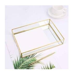 Latón rectangular hecho a mano con bandeja de servicio de cristal para decoración del hogar y Hotel, 100% - Product Image 1
