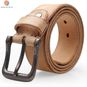 Cinturón unisex de metal con hebilla lisa – Cinturón de cuero vacuno sólido para hombres y mujeres, cinturón de moda con diseño de agujeros elegantes - Product Image 4