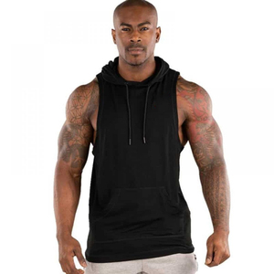 Sudadera con capucha de gimnasio personalizada para hombre, sudaderas con bolsillo y cremallera completa sin mangas, ropa de talla grande para hombre - Product Image 2