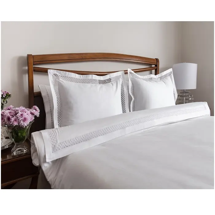 Белый элегантный кружевной комплект постельного белья с вышивкой, высококачественные хлопковые наволочки с окантовкой для дома, отеля, свадьбы