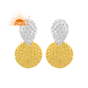 Pendientes colgantes de doble tono hechos a mano para mujer, joyería de moda, fabricante - Product Image 1