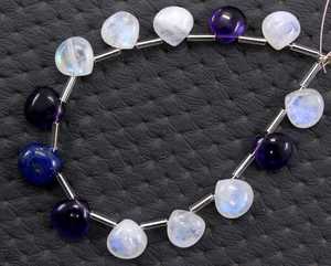 13 piezas Arco Iris Natural Moonstone lapislázuli piedras preciosas de amatista suave en forma de corazón de piedras preciosas perlas de Briolette - Product Image 3