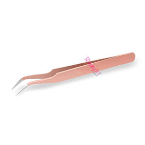 Pince à épiler d'extension de cils à pointe de fibre d'acier inoxydable de haute qualité outils de marque privée en or Rose cils personnalisés en gros - Product Image 1