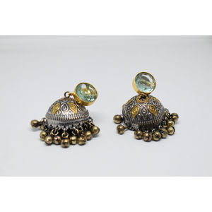 ต่างหูห่วงแบบจุ่มกา ประดับหินสองสี ทองเหลืองเคลือบด้านแบบดั้งเดิม สำหรับเด็กหญิงและสตรี - Product Image 1