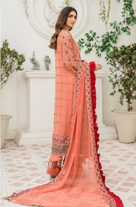 Haute qualité en mousseline de soie brodée fine Shalwar Kameez costumes vêtements de fête pour femmes Style indien et pakistanais pour adultes - Product Image 2