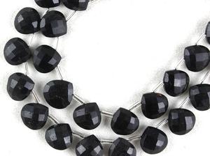 Perles de pierre précieuse de Tourmaline noire naturelle à facettes en forme de cœur, vente en gros, 14 pièces de qualité supérieure - Product Image 3