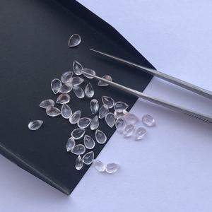 หินควอตซ์ธรรมชาติสีชมพูขนาด5มม. 6มม. 7มม. พลอยหลวมแบบลูกแพร์ - Product Image 1