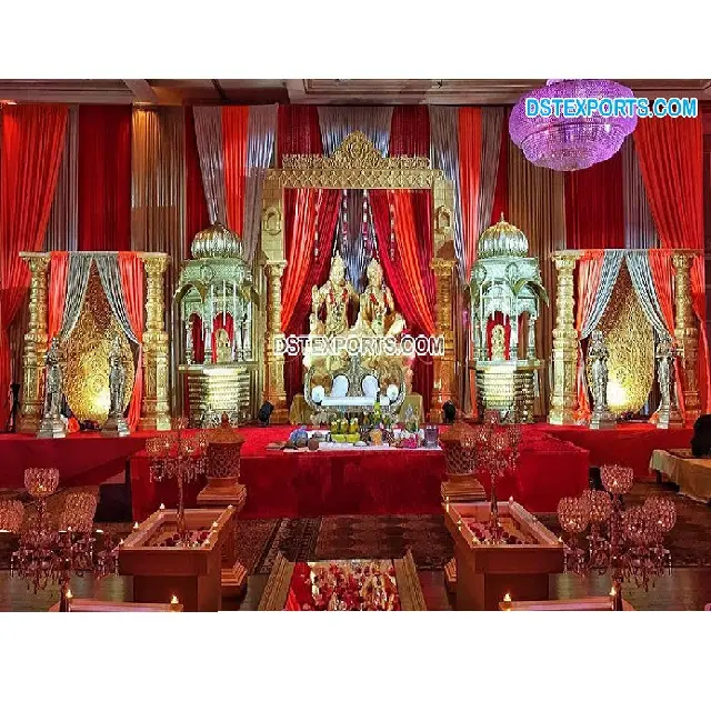 Grande Casamento Grande e Gordo Indiano Decoração Do Palco de Luxo Decorativo Fibra De Casamento Hindu Fase Fase Gloriosa Decor Com Shiv Parvati
