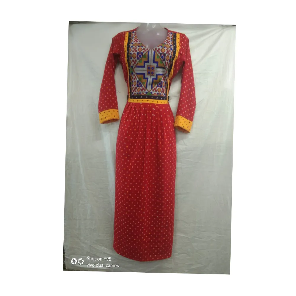 Ladies Simple Red Embroidered Rayon Silk Kurti at Best Prices