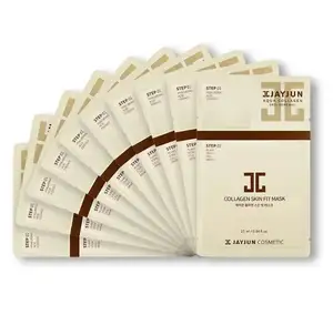 Free Shipping Korea JAYJUN Official Collagen Skin Fit Face Sheet Masks 25ml / 0.84 fl.oz. Pack of 10