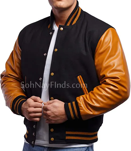Varsity Jacket Wool Body Leather Sleeves with customized logo Men Baseball Jacket Embroidered Leather Pu Coat