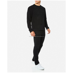 Wholesale custom design plain cotton <b>fleece</b> fashion with logo print option <b>black</b> Sweatshirt - Product Image 3