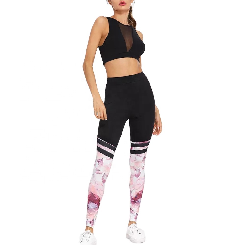 Leopard Print Yoga Leggings Women Private Label Supplier Polyester Spandex 160 GSM Breathable Quick Dry Four-Way Stretch