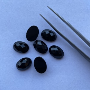 พลอยพลอยสีดำธรรมชาติสีดำ10มม. 12มม. สำหรับตรวจสอบขนาดทรงวงรีตัดเป็นกุหลาบอัญมณีหลวมจากซัพพลายเออร์ขายส่งยอดนิยมออนไลน์ - Product Image 1