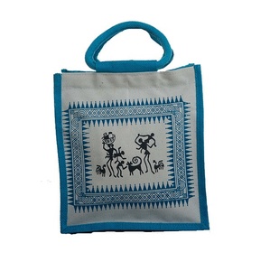 Nuevas bolsas de comestibles reutilizables ecológicas con asa impermeable, bolsa de embalaje de yute portátil, diseño serigrafiado - Product Image 6