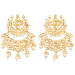 Pendientes colgantes de Kundan chapados en oro, joyería India - Product Image 1