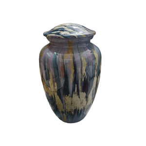 Urnas de cremación de metal sólido de diseño con acabado de mármol colorido Urnas conmemorativas únicas de estilo americano para cenizas - Product Image 1