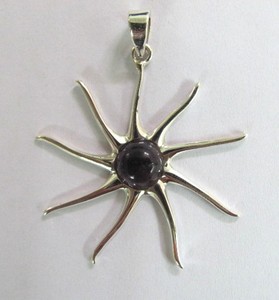 Pendentif Chakra, soleil et améthyste en argent 925, meilleure Collection de pierres naturelles, 925 - Product Image 1