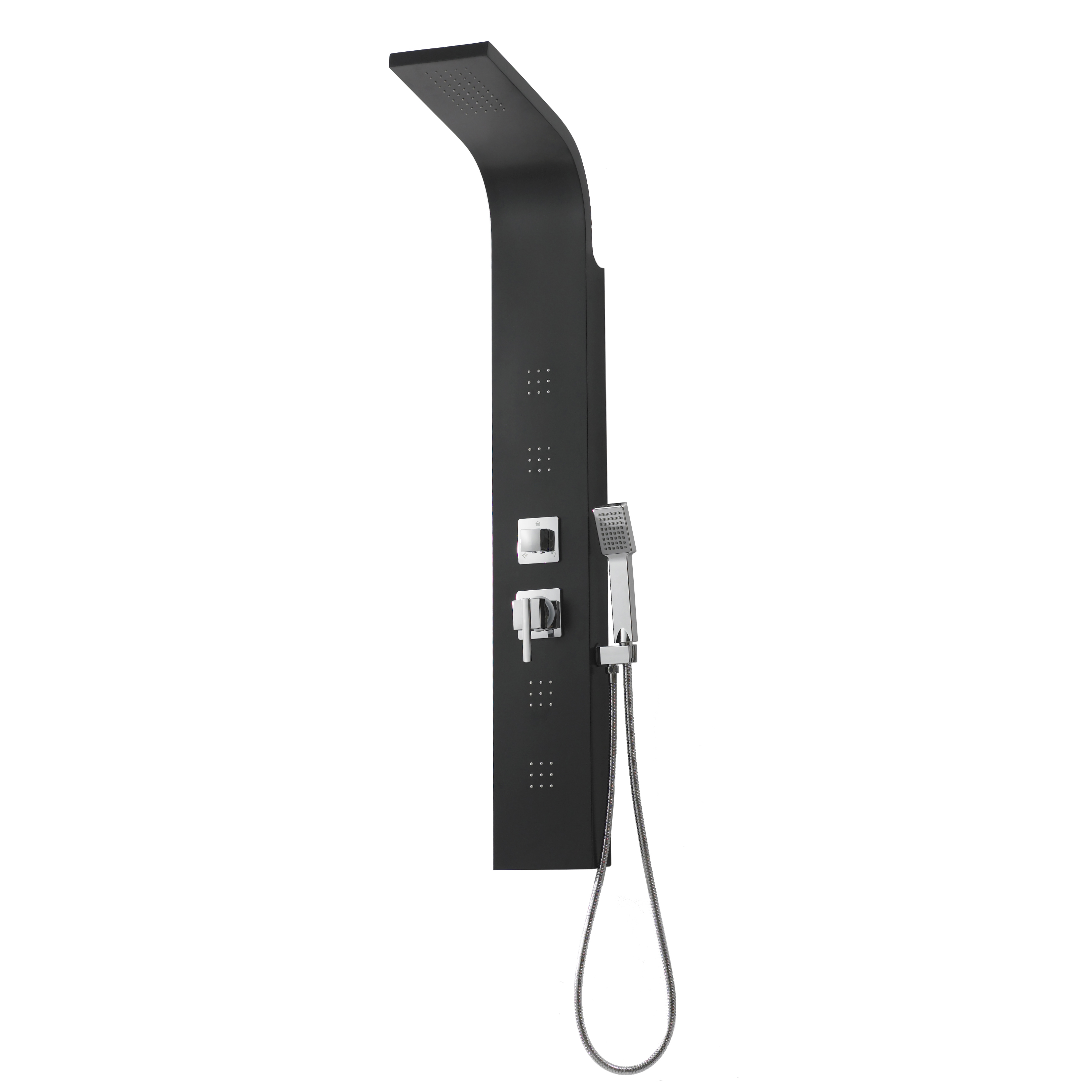 Распродажа, дешевая черная ПВХ четырехструйная Массажная чистая термостатическая душевая панель, башня