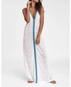 Longue robe de plage Sexy Style bohème, broderie à fleurs, antidérapant, bretelles Spaghetti, col en V, vêtement de plage, nouvelle collection - Product Image 1