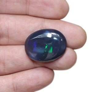 Cabochon lisse d'opale noire australienne naturelle 27X21MM pierre précieuse ovale - Product Image 6