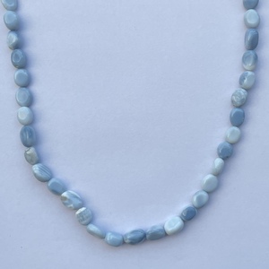 Perles de pierres précieuses ovales lisses en opale bleue naturelle de 6 mm, 8 mm, 10 mm, collier tendance, approvisionnement en vrac de pierres naturelles pour la fabrication de bijoux - Product Image 2