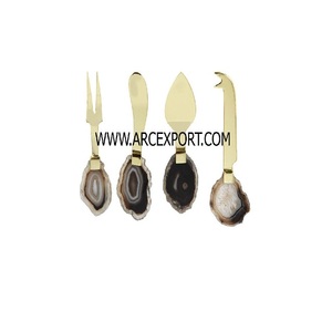 Cutlery Agate Design Handle Flatware <b>Set</b> Premium Quality Gold Polished Metal Stainless Steel Flatware Cutlery <b>Set</b> in Low Price - Product Image 1