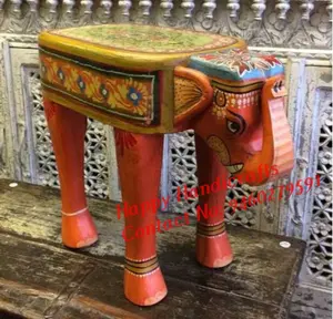 Indian hand made hand painted elephant shape stool