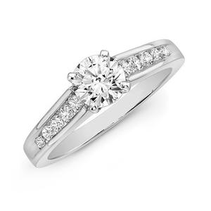 Excelente Anillo de Bodas con Diamante Redondo Real de 1.00 TCW en Oro Blanco de 14K |   Anillo de Compromiso Clásico con Diamantes para Mujer, Joyería Fina - Product Image 1