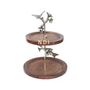 Top Trending Home Birthday Party Decor Cake Server Stand 2 Tier Plato plegable redondeado Soporte para pasteles de alta resistencia - Product Image 1