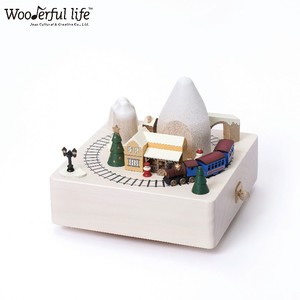 [1] winter train wooden music box railway music boxes Caja Musical