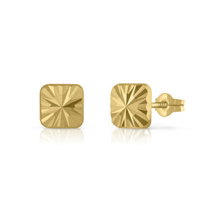 Pendientes de moda de oro sólido 9K para mujer y niño, 10K, 14K, 18K, diamante cuadrado, Clip para oreja, tornillo trasero, hecho en España - Product Image 2