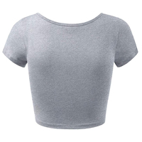 Atasan Crop Polos Wanita, Pakaian Atasan Polos Leher Bulat Lengan Panjang Aktif Mode Baru