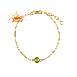 925 Sterling Silver Natural Peridot Gemstone <b>Set</b> Chain Bracelet for Women Jewelry for Women Gift for Her - Product Image 1