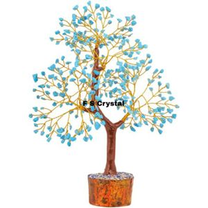 Árbol de piedras preciosas de ágata turquesa hecho a mano de la mejor calidad, estilo Feng Shui, decoración portátil para el hogar, venta directa al por mayor de F S CRYSTAL - Product Image 1