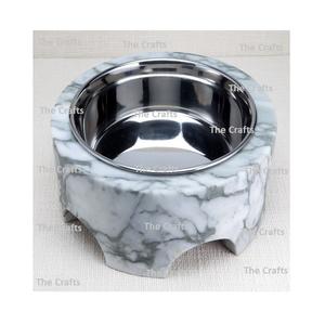 <b>Stainless</b> <b>Steel</b> And Marble <b>Dog</b> Feeding <b>Bowl</b> With Highest Quality Cat Food <b>Bowl</b> For Garden Decor Accessories - Product Image 2