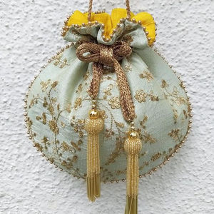 Fil à broder miroir travail Potli sacs pochette de soirée de luxe sacs cadeaux fantaisie sacs faits à la main sac à main en gros - Product Image 1