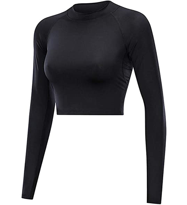 Women's Casual Slim Fitness Breathable Stretch Running Yoga Sport Shirt Long Sleeve Tops Solid Pattern Knitted for Plain Dyed