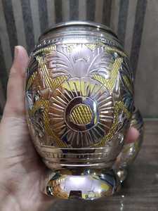 Extra <b>Large</b> Brass <b>Urn</b> with Golden Line CREMATION <b>URN</b> FUNERAL SUPPLIES - Product Image 4