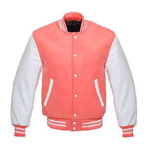 Chaquetas universitarias de calidad superior para hombre, manga con dobladillo acanalado liso, puños, cuello, cierre de botón a presión, cierre de botón a presión para mujer - Product Image 1