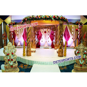 Indian Wedding Wooden Handicraft Mandap-Simple Handmade Teak Wood Lightweight Customized Size Modern Design DSTEXPORTS Brand UK - Product Image 1