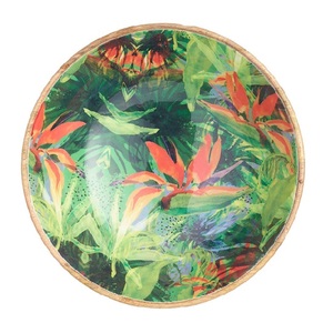 Tazón de servir de madera de acacia Color marrón y Rosa Diseño expansivo Tazón impreso de esmalte redondo Muy buena calidad de una foto y precio - Product Image 6