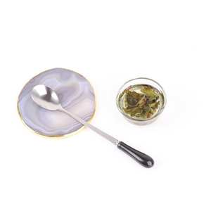 Sous-verre en tranche d'agate rayée décor Hygge pierre grise nouvelle lumière naturelle or Feng Shui bord géode sous-verre ensemble Untersetzer COS4 - Product Image 2